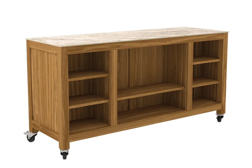 Passion Grills | Milano Außenkücheninsel mit Rollen | 180 x 60 cm | Albastro Cream