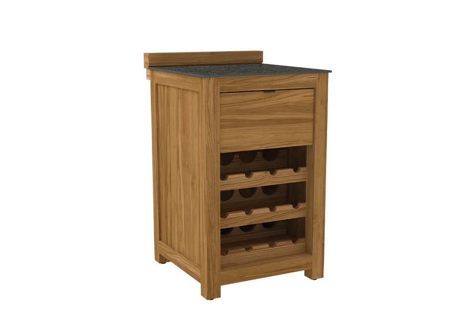 Passion Grills | Milano Outdoor-Küchenschrank 1 Schublade + Weinschrank | 58 x 63 cm | Belgium Dark Grey