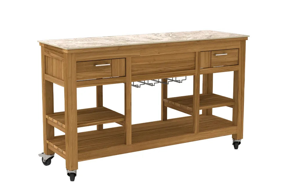 Passion Grills | Milano Barinsel mit Rollen | 150-200 x 50 cm | Albastro Cream