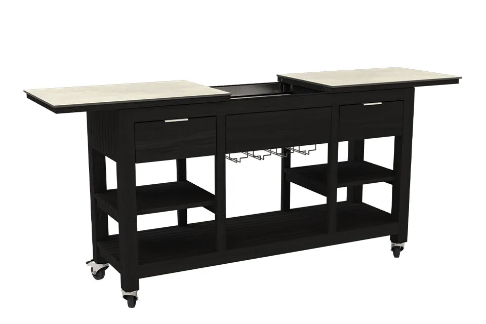 Passion Grills | Leon Bar Insel mit Rollen | 150-200 x 50 cm