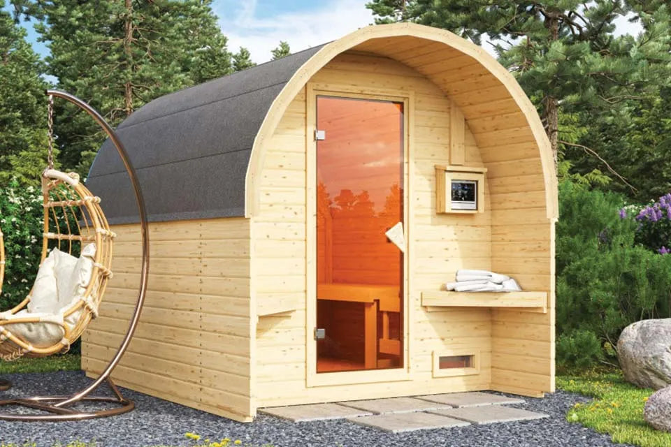 Karibu | Fasssauna 2 Barrelsauna | Kachel 9 kW Externe Steuerung
