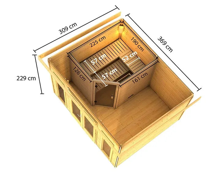Karibu | Mainburg 2 Saunas Set B | 9 kW Ofen Externe Steuerung