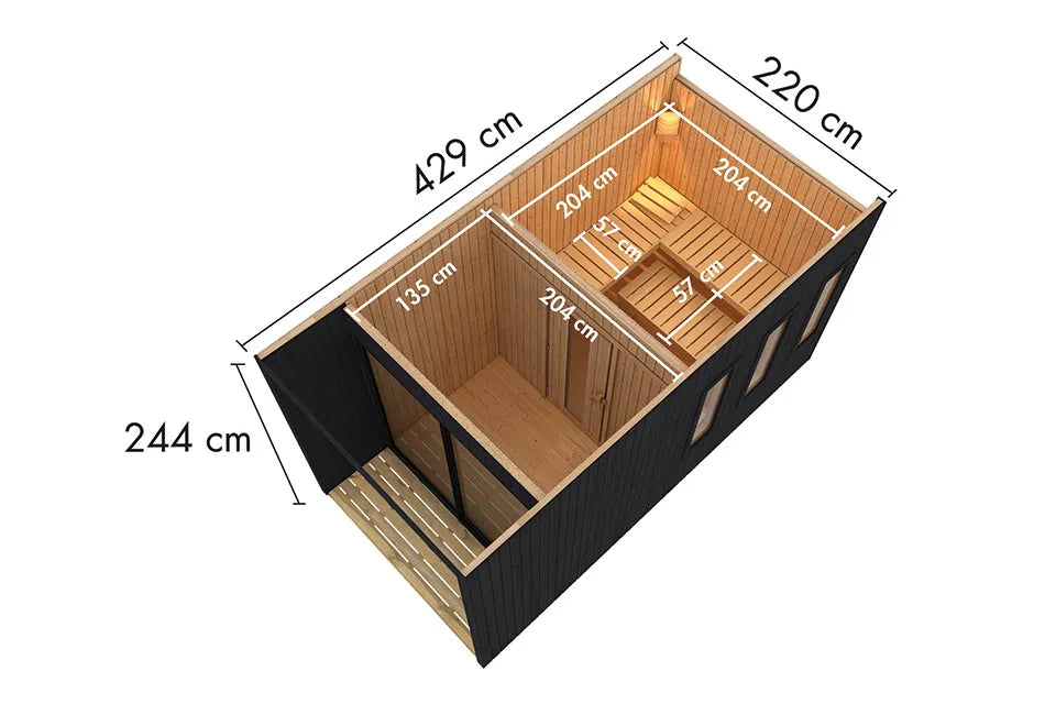 Karibu | Außensauna Miramar | Ofen 9 kW Externe Steuerung