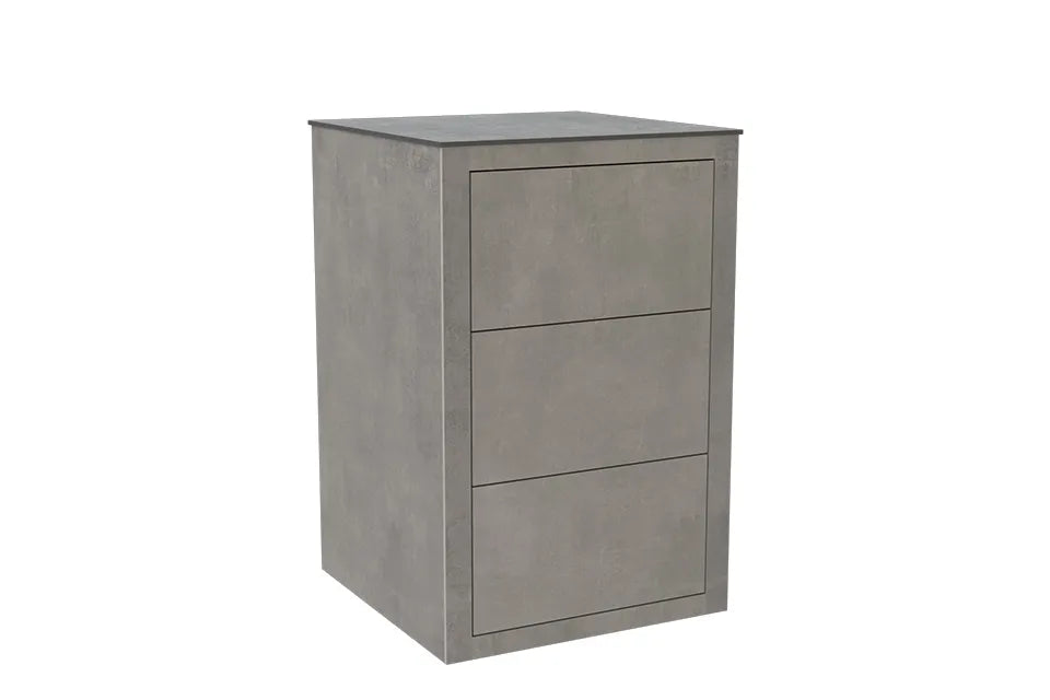 Passion Grills | Kerafina Outdoor Küchenschrank Hoch 3 Schubladen | 58 x 58 cm