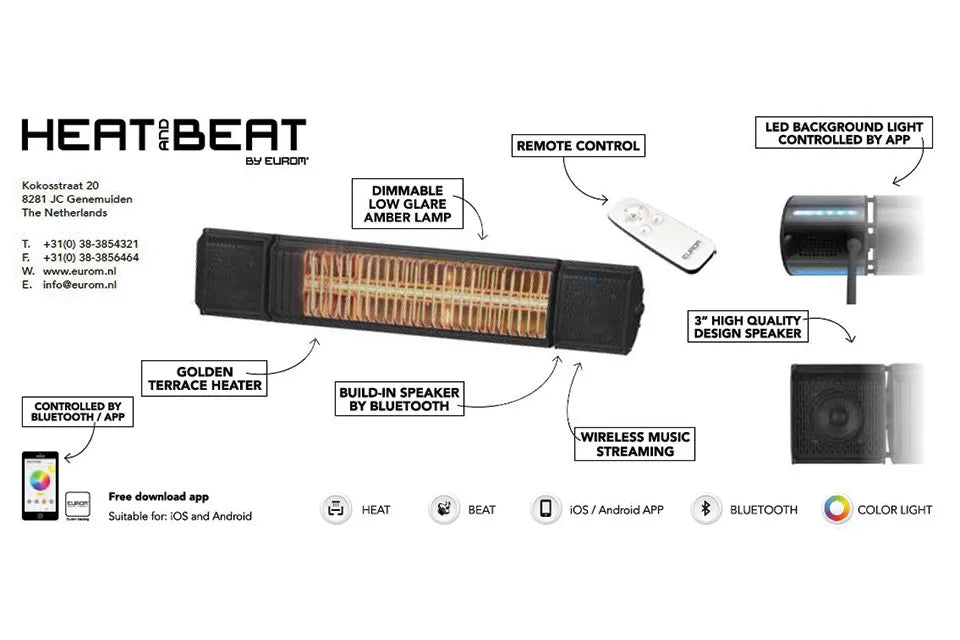 Eurom | Heat and Beat Grau | Infrarot-Heizung