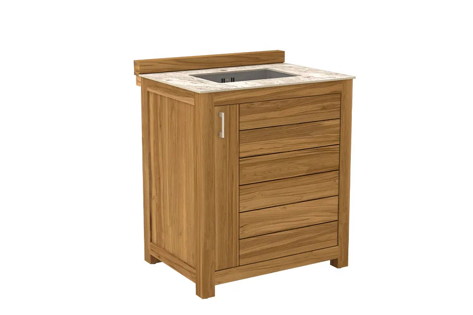 Passion Grills | Milano Outdoor-Küchenschrank mit Spülbecken | 80 x 63 cm | Albastro Cream