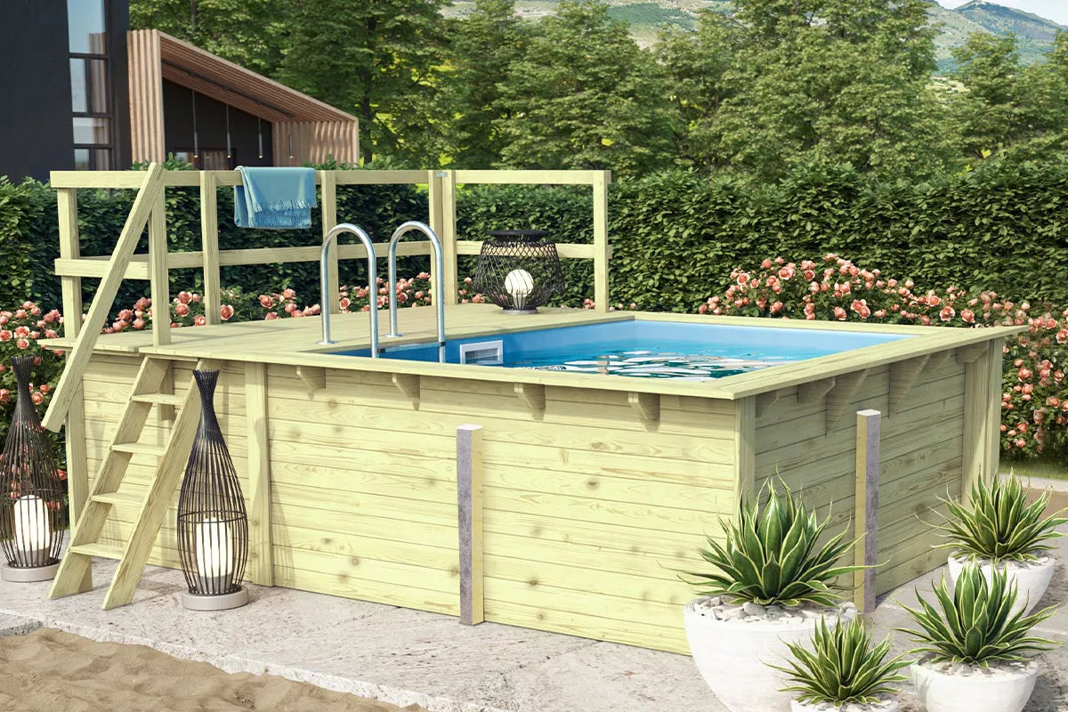 Karibu | Pool Rechteck 1 mit Terrasse 3,5