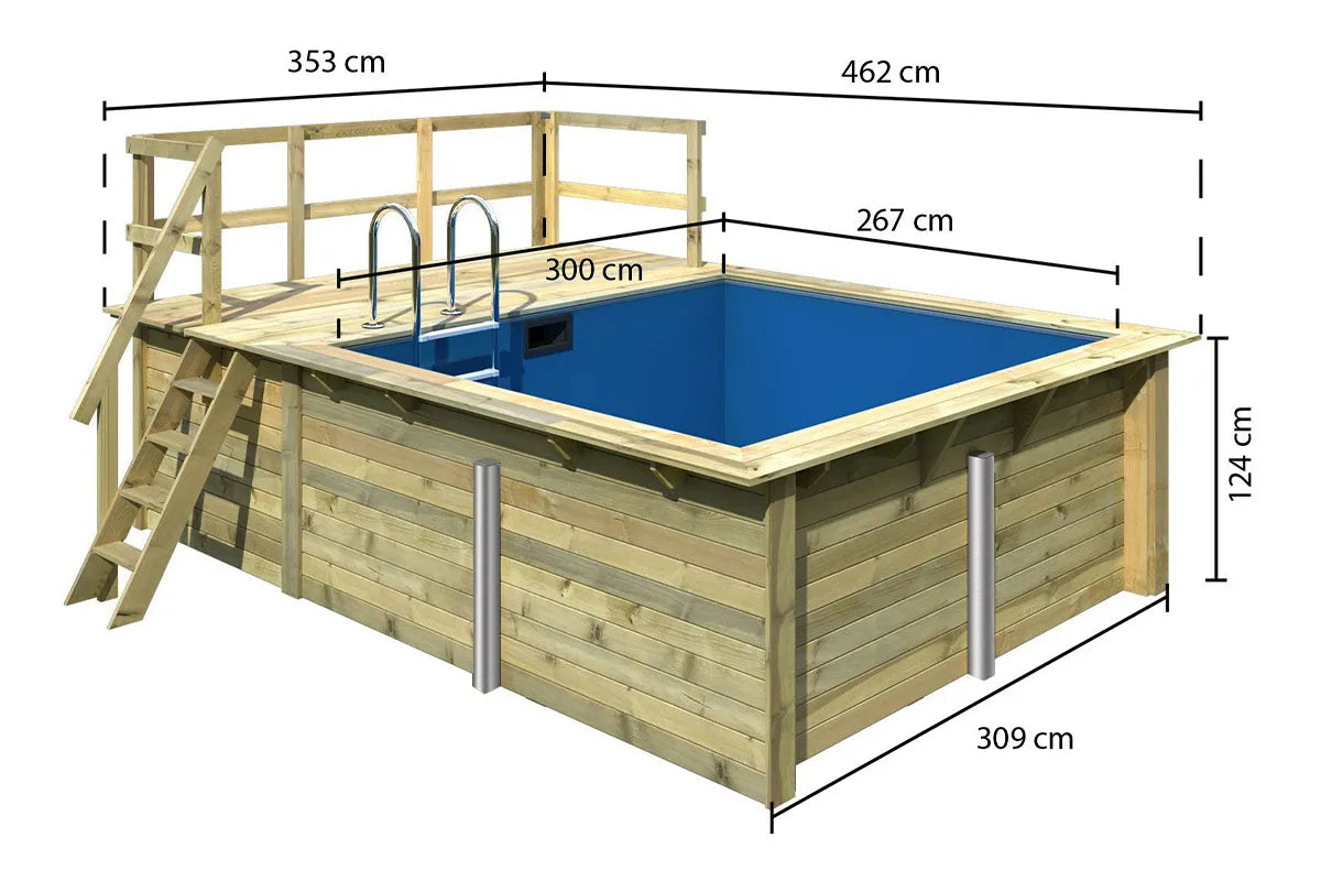 Karibu | Pool Rechteck 1 mit Terrasse 3,5