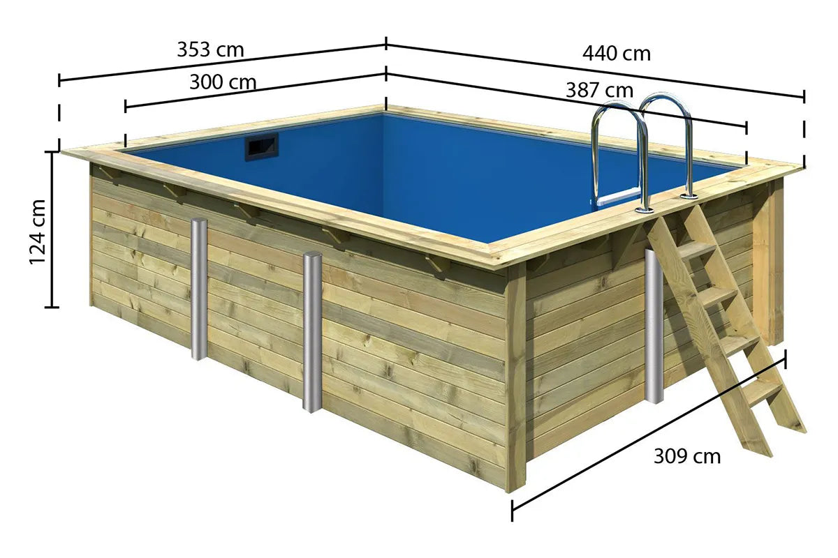Karibu | Rechteckiger Pool 2 mit kleinem Filterpaket