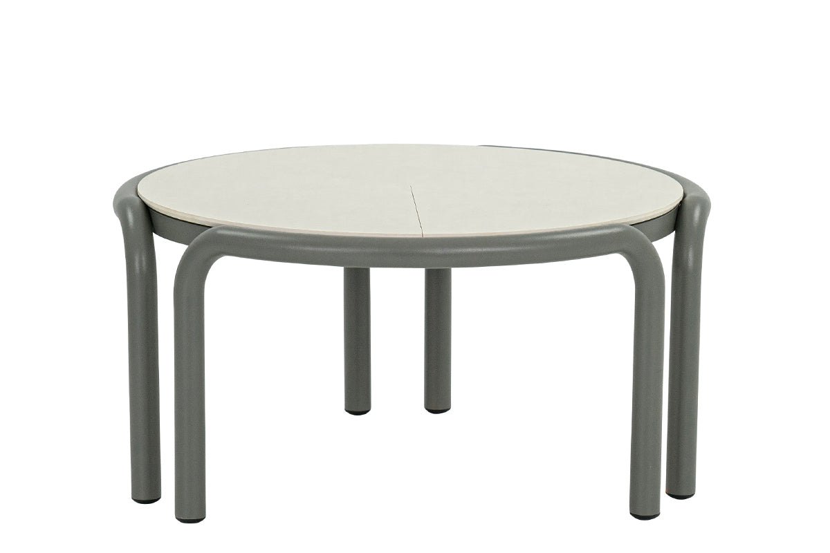 Apple Bee | Lugano Couchtisch Ø79,5 cm | Sintered Stone Travertinweiß