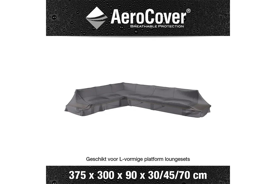 Platinum AeroCover | Loungemöbel Abdeckung 375 x 300 x 90 x 30-45-70(h) | L-Plattform Links
