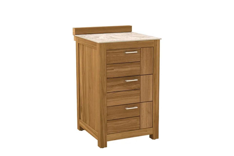 Passion Grills | Milano Outdoor-Küchenschrank mit 3 Schubladen | 58 x 63 cm | Albastro Cream