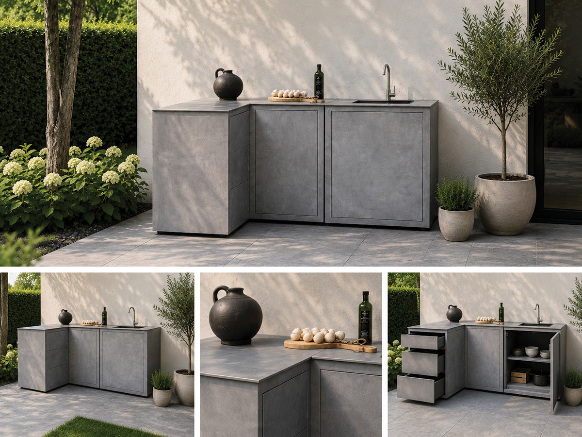 Passion Grills | Milano Außenküchen-Konfiguration 01 | Albastro Cream