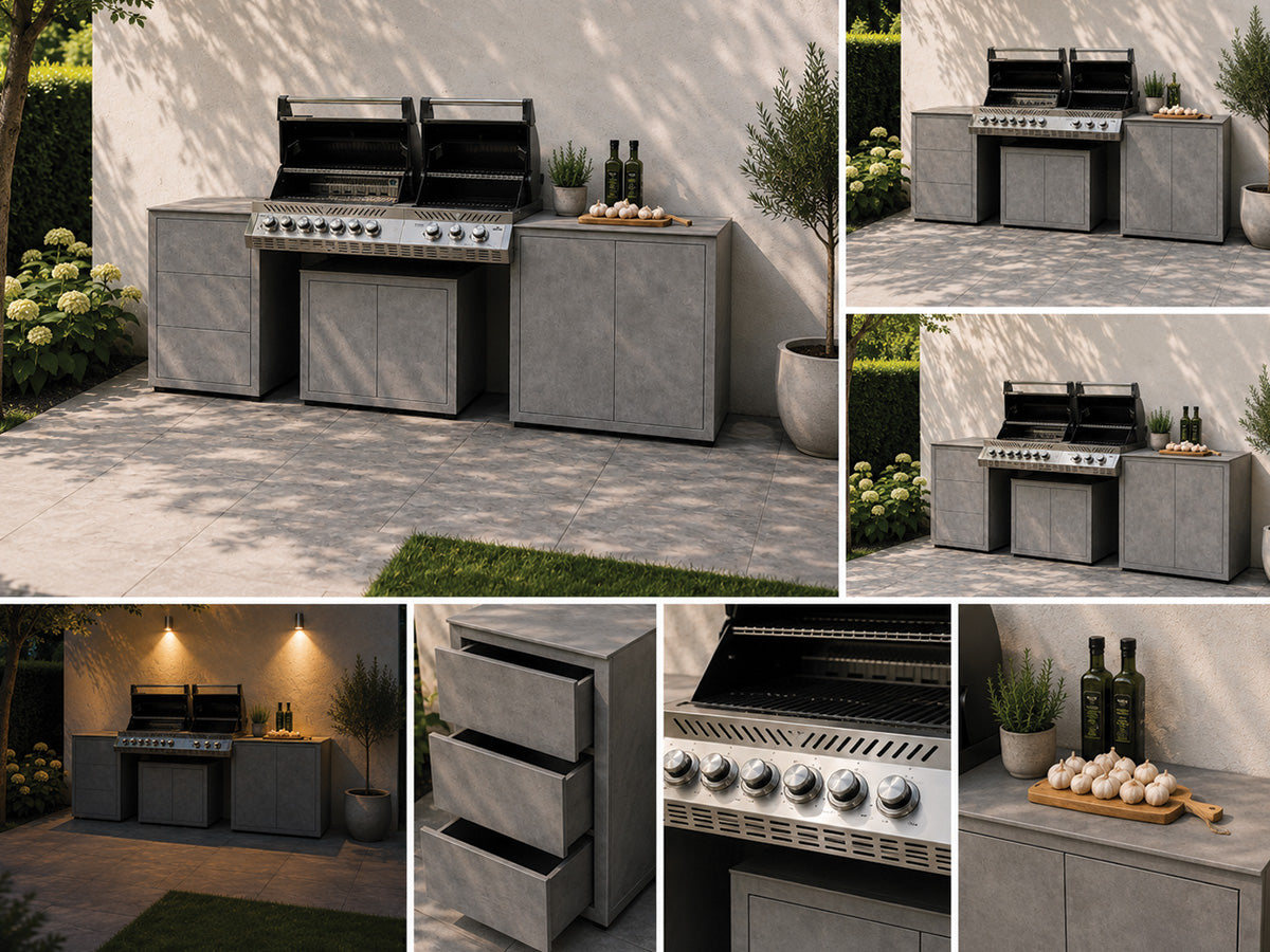 Passion Grills | Milano Außenküchen-Konfiguration 01 | Albastro Cream