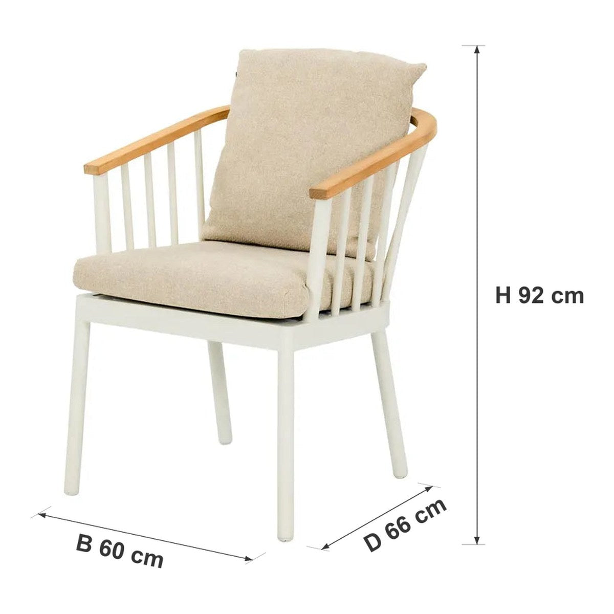 Afmetingen Apple Bee | Condor Tuinstoel | Oyster — B 60 × D 66 × H 92 cm