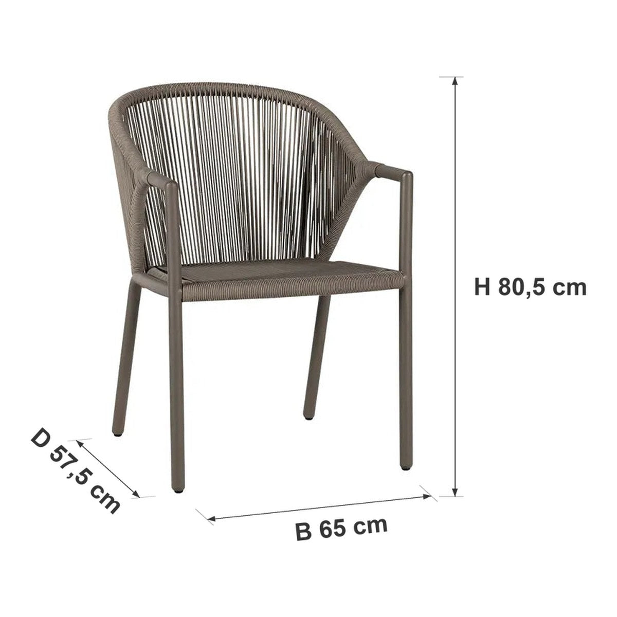 Afmetingen Borek | Madeira Tuinstoel — D 57,5 × B 65 × H 80,5 cm