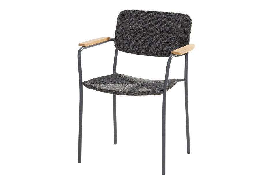 4 Seasons Outdoor | Bora Stapelsessel mit Teak-Armlehne | Anthrazit