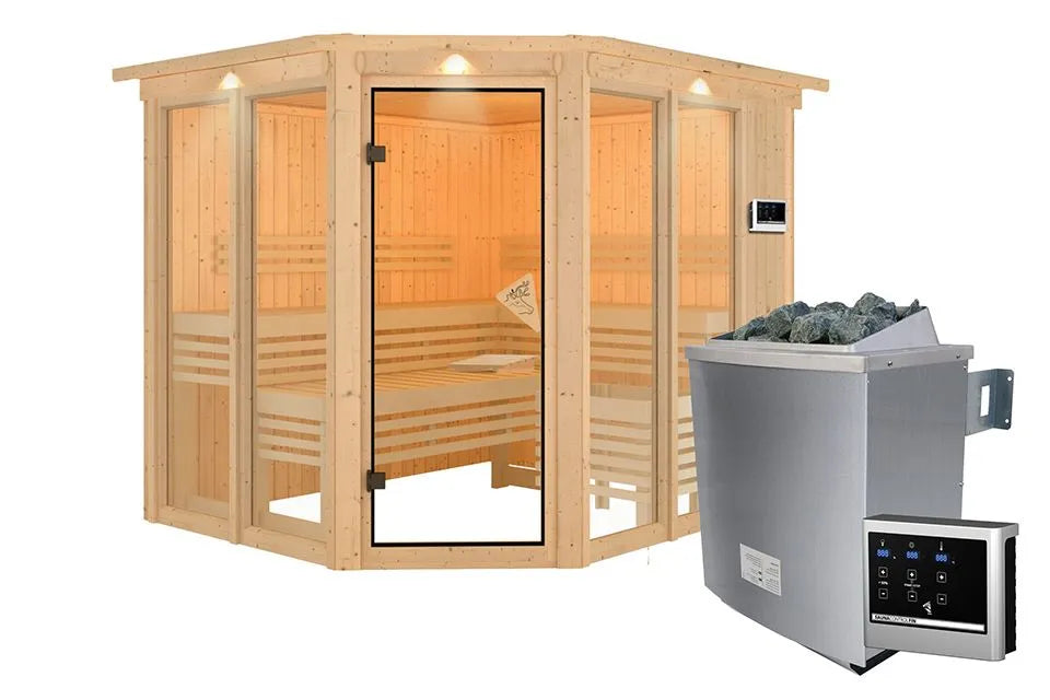 Willkommen | Ainur 3 Sauna mit Dachkragen | Ofen 9 kW Externe Steuerung