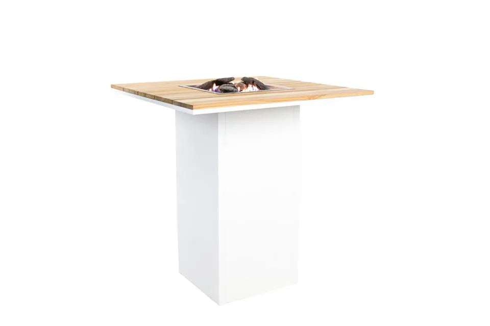 Cosi | Cosiloft 100 Bartisch | Weißes Gestell | Teakholzplatte