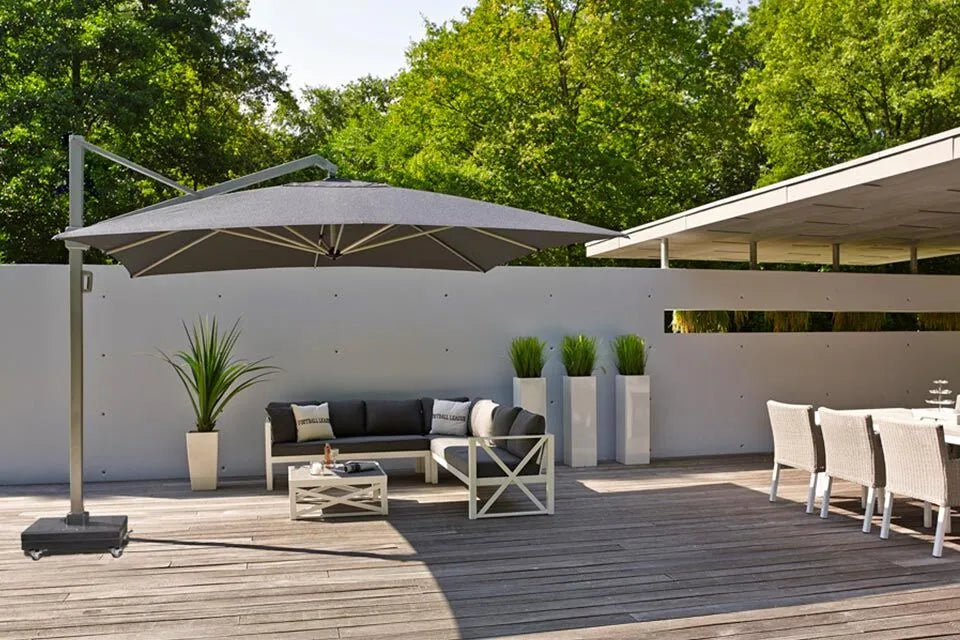 Platinum Sun & Shade | Icon Ampelschirm Premium 350 x 350 cm Holzoptik | Faded Black