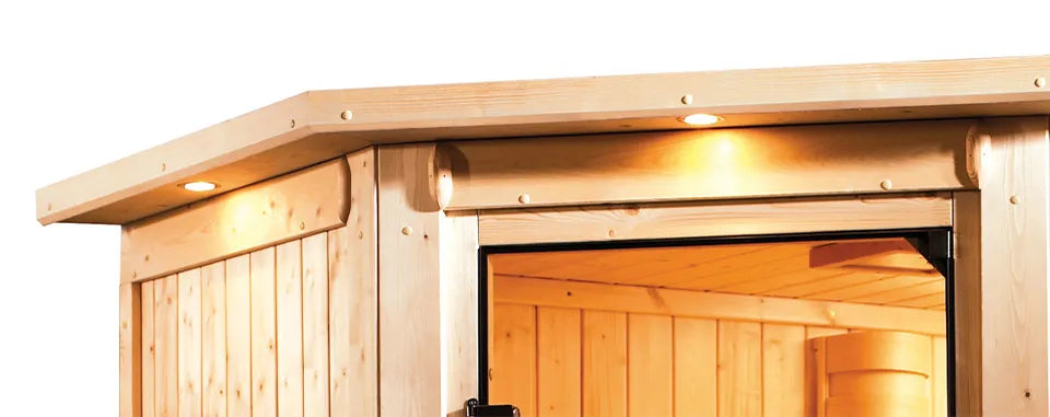 Karibu | Tonja Sauna met Dakkraag | Bronzeglas Deur