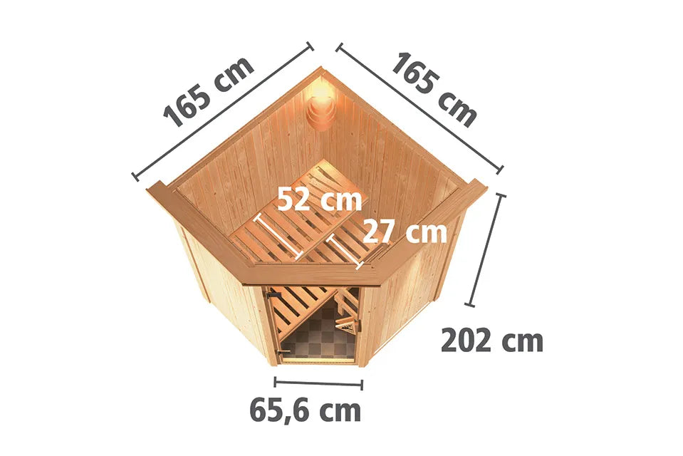 Karibu | Nanja Sauna met Dakkraag | Bronzeglas Deur