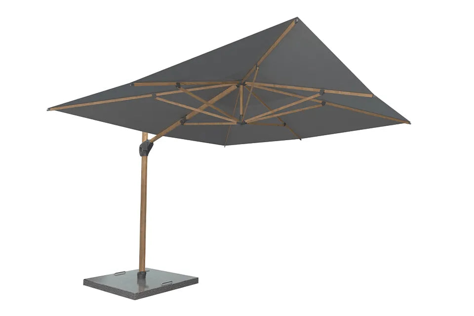 4 Seasons Outdoor | Hacienda Sonnenschirm 300 x 400 cm | Holzoptik-Charcoal