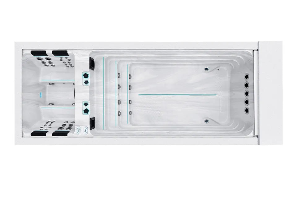 Balance Swimspa | Solid White mit GRAU/Eiche Verkleidung