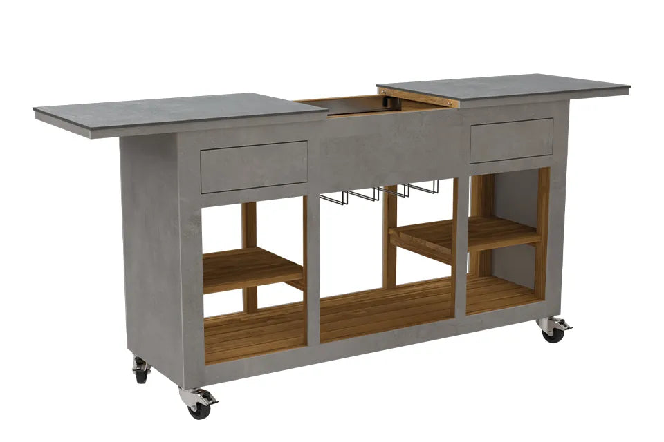 Passion Grills | Kerafina Bar-Insel mit Rollen | 150-200 x 50 cm