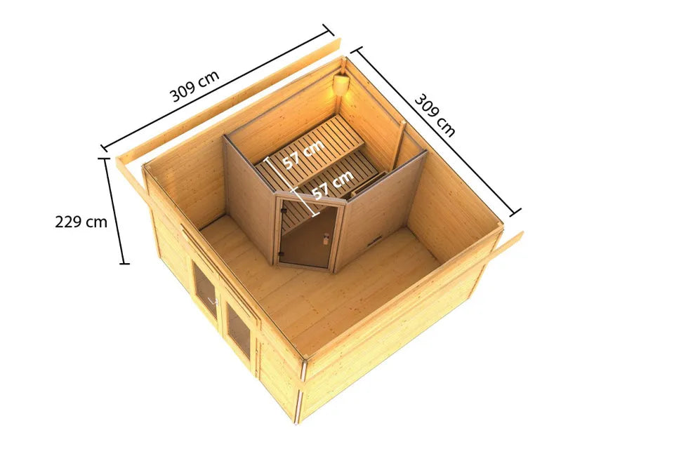 Karibu | Mainburg 1 Sauna-Set A | 9 kW Ofen Externe Steuerung