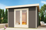 Karibu | Mainburg 1 Saunaset B Terragrau | Biokamin 9 kW externe Steuerung