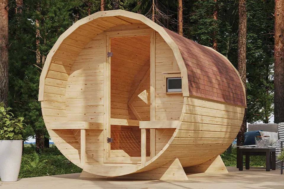 Karibu | Fasssauna 2 | Biokombiofen 9 kW Externe Steuerung