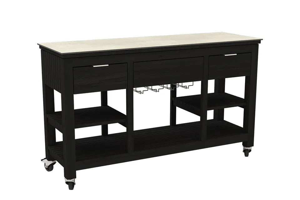Passion Grills | Leon Bar Insel mit Rollen | 150-200 x 50 cm