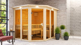 Karibu | Ainur 3 Sauna mit Dachkranz | Ofen 9 kW Integrierte Steuerung