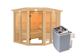 Karibu | Ainur 3 Sauna mit Dachkranz | Ofen 9 kW Integrierte Steuerung