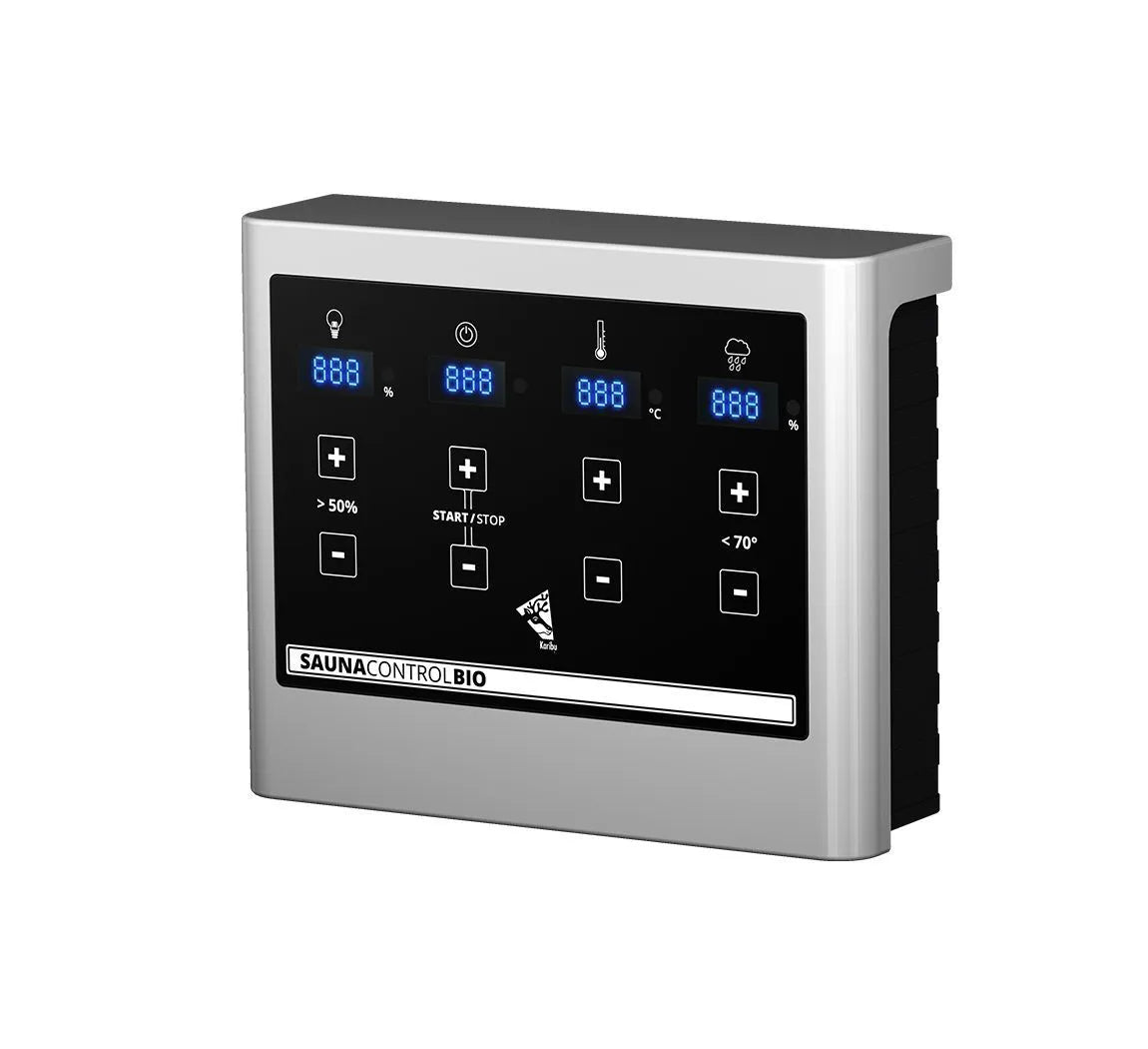 Karibu | Ainur 3 Sauna mit Dachkranz | Bio-Ofen 9 kW externe Steuerung