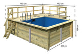 Karibu | Rechteckiger Pool 1 mit Terrasse 3,5 und Seiten-Terrasse