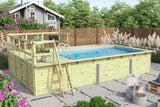 Karibu | Rechteckiger Pool 3 mit Terrasse 3,5 und Seiten-Terrasse