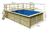 Karibu | Rechteckiger Pool 2 mit Filterpaket Klein und Terrasse 3,5 und Seiten-Terrasse