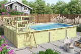 Karibu | Rechteckiger Pool 3 mit Filterpaket Klein und Terrasse 3,5 und Seiten-Terrasse