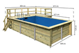 Karibu | Rechteckiger Pool 3 mit Filterpaket Klein und Terrasse 3,5 und Seiten-Terrasse
