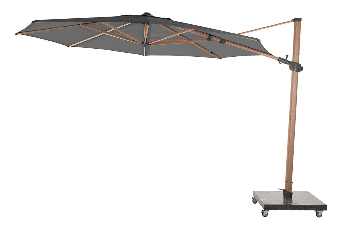 4 Seasons Outdoor | Siesta Premium Sonnenschirm Ø350 cm | Anthrazit-Holzoptik