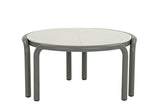 Apple Bee | Lugano Couchtisch Ø79,5 cm | Sintered Stone Travertinweiß