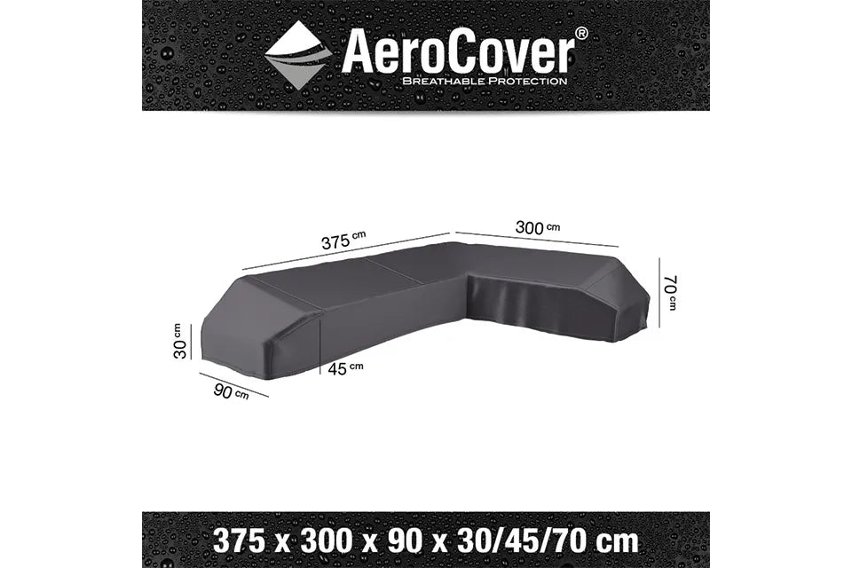 Platinum AeroCover | Loungeset Schutzhülle 375 x 300 x 90 x 30-45-70(h) | L-Plattform Rechts