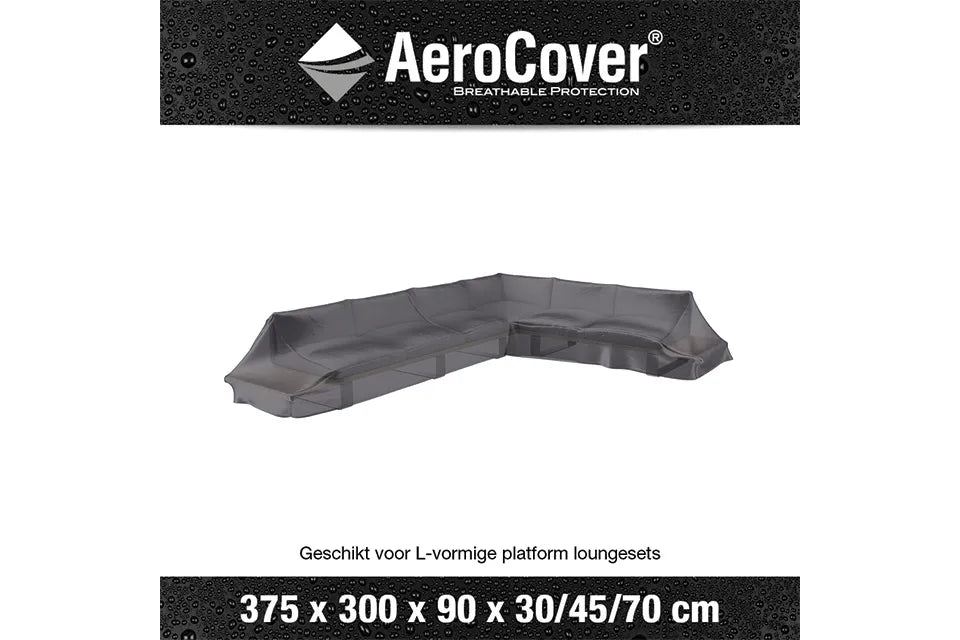 Platinum AeroCover | Loungeset Schutzhülle 375 x 300 x 90 x 30-45-70(h) | L-Plattform Rechts