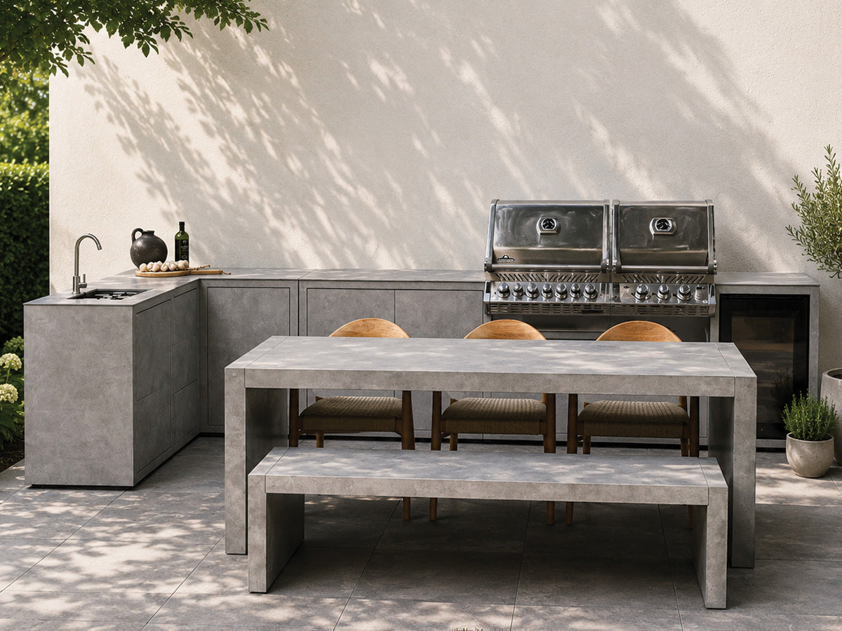 Passion Grills | Milano Außenküchen-Konfiguration 01 | Albastro Cream
