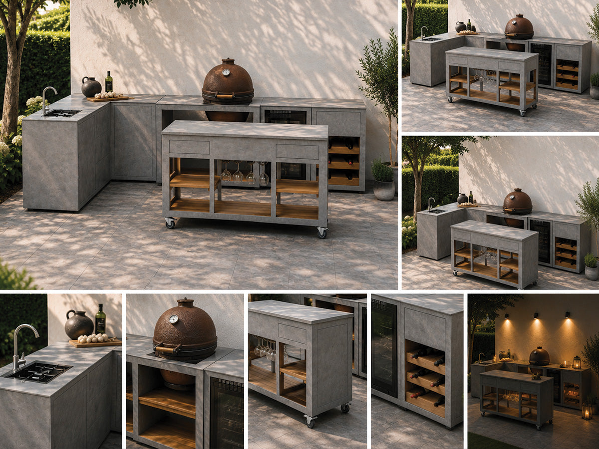 Passion Grills | Milano Außenküchen-Konfiguration 01 | Albastro Cream
