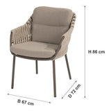 Afmetingen 4 Seasons Outdoor | Montera Tuinstoel — B 67 × D 72 × H 86 cm