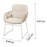 Afmetingen 4 Seasons Outdoor | Murcia Tuinstoel | Latte — B 60 × D 67 × H 87 cm