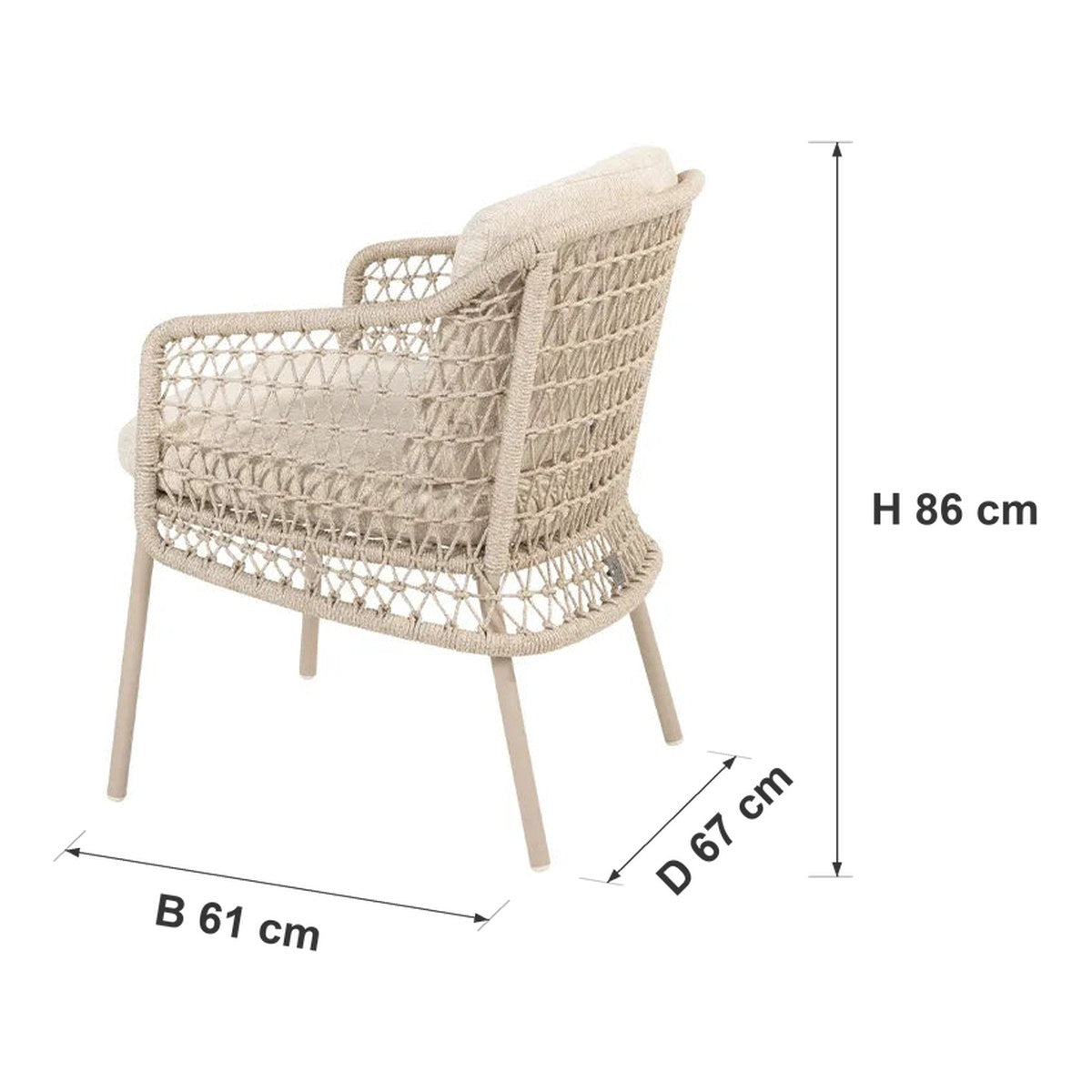 Afmetingen 4 Seasons Outdoor | Puccini Tuinstoel — B 61 × D 67 × H 86 cm